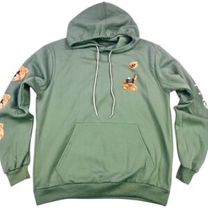 Fresh Laundry Limited Edition Green Teddy Bear Hoodie NWOT‎ Sz Large